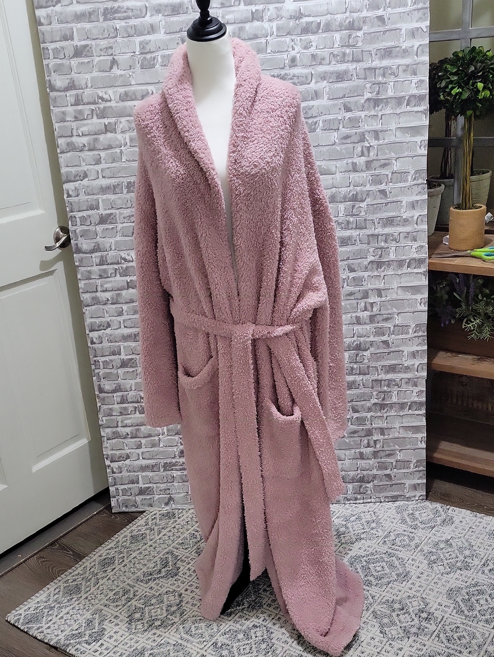 Barefoot Dreams Plush Pink Long Belted Robe